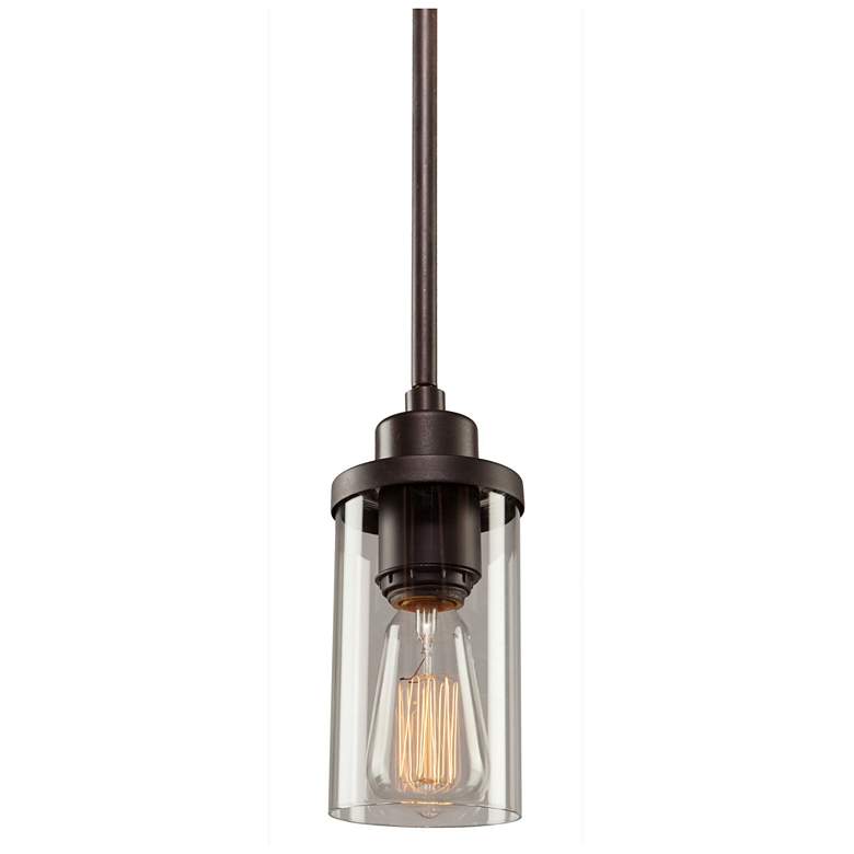 Image 1 Menlo Park 1-Light Oil Rubbed Bronze Metal and Clear Glass Pendant
