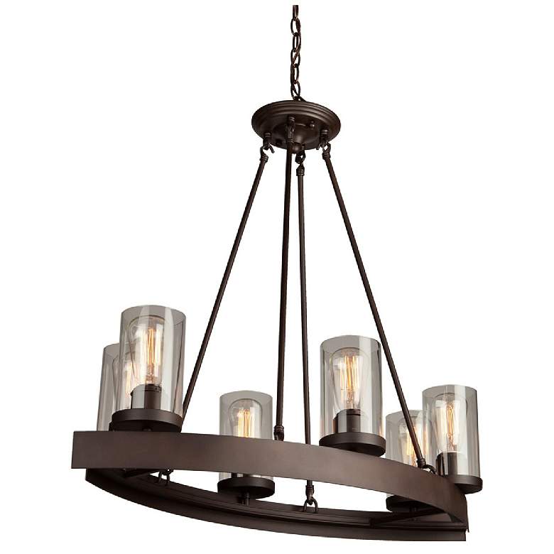 Image 1 Menlo Park 12.5" Wide 6.Light Oil Rubbed Bronze Oval Chandelier