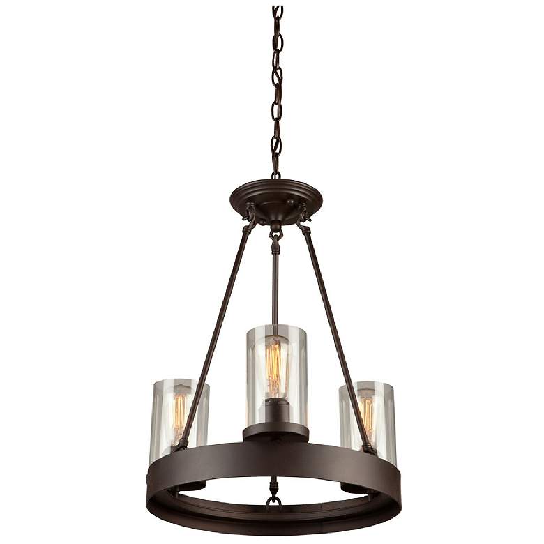 Image 1 Menlo Park 12" Wide 3.Light Oil Rubbed Bronze Round Chandelier