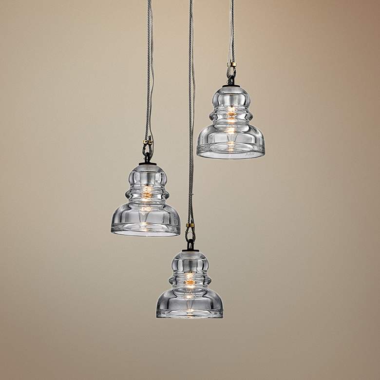 Image 1 Menlo Park 13 3/4" Wide Textured Iron Multi Light Pendant