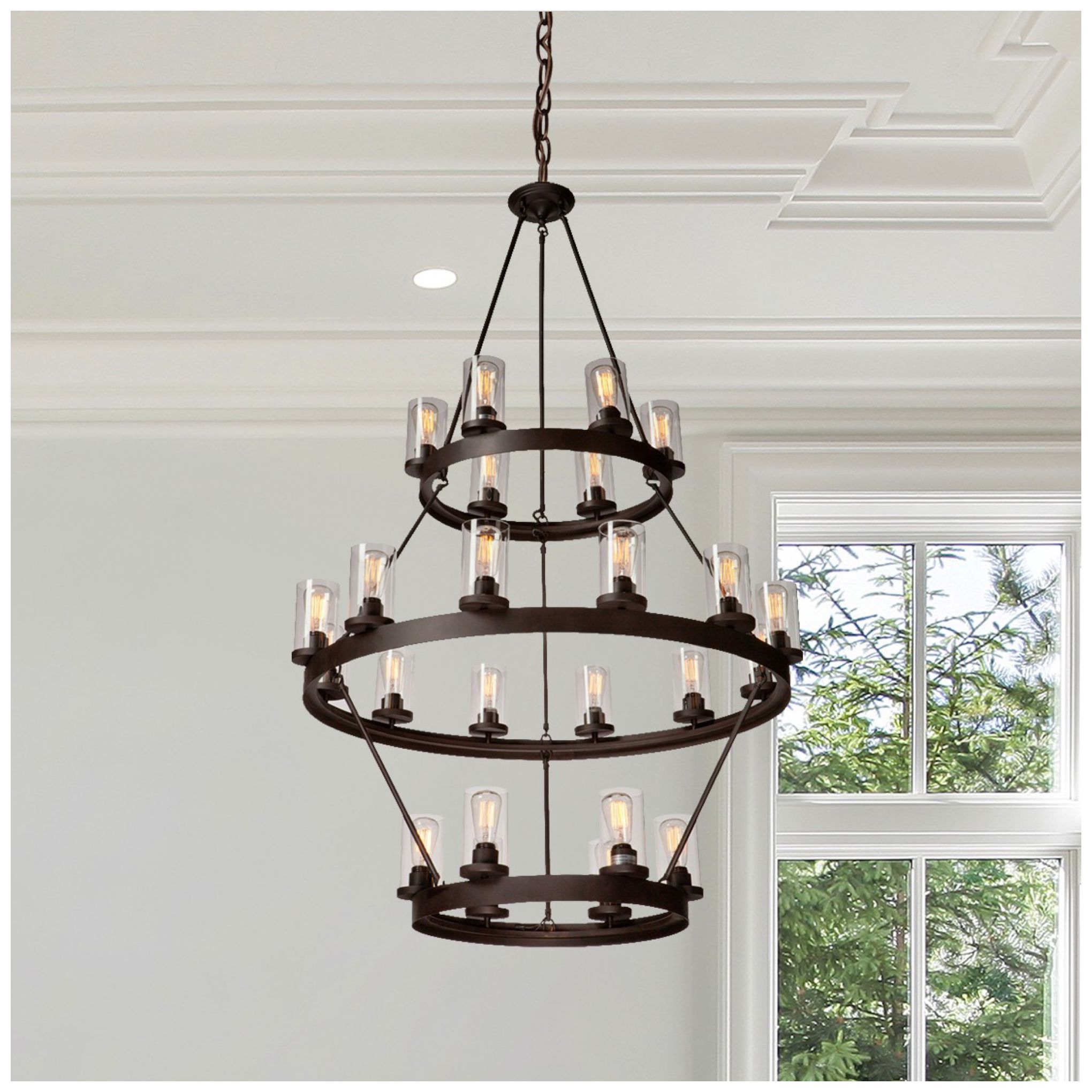 Image 2 Menlo Park 24-Light Oil Rubbed Bronze Metal and Clear Glass Chandelier more views