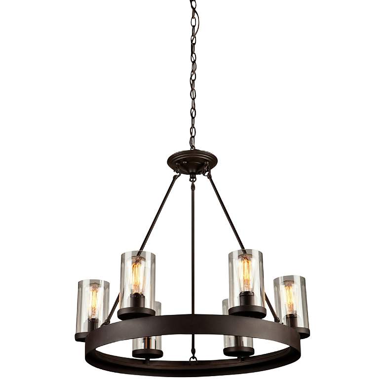 Image 3 Menlo Park 26" Wide Oil-Rubbed Bronze 6-Light Chandelier