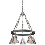 Menlo Park 27 3/4&quot; High Iron and Brass Chandelier