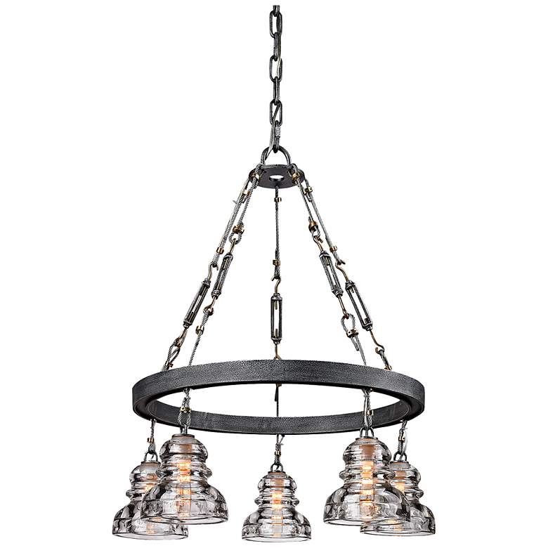 Menlo Park 27 3/4&quot; High Iron and Brass Chandelier