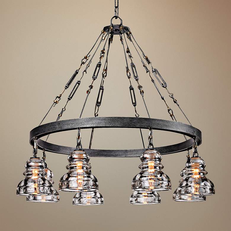Image 1 Menlo Park 32 3/4" Wide Iron and Brass Chandelier