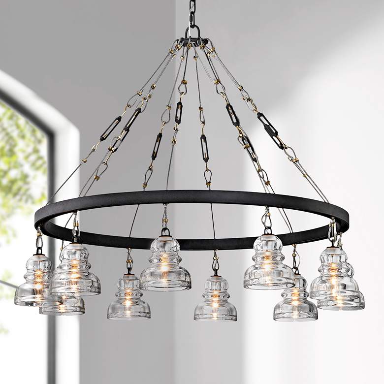 Image 1 Menlo Park 42 1/2" Wide Textured Iron 10-Light Chandelier