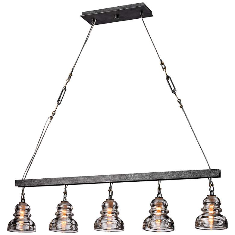 Image 2 Menlo Park 44 1/2" Wide Iron and Brass Chandelier