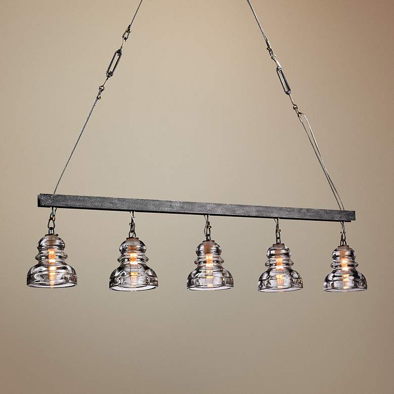 Image 1 Menlo Park 44 1/2" Wide Iron and Brass Chandelier