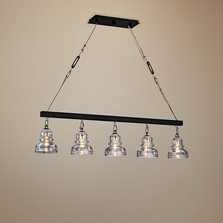 Image 1 Menlo Park 44 1/2 inchW Bronze Kitchen Island Light Chandelier