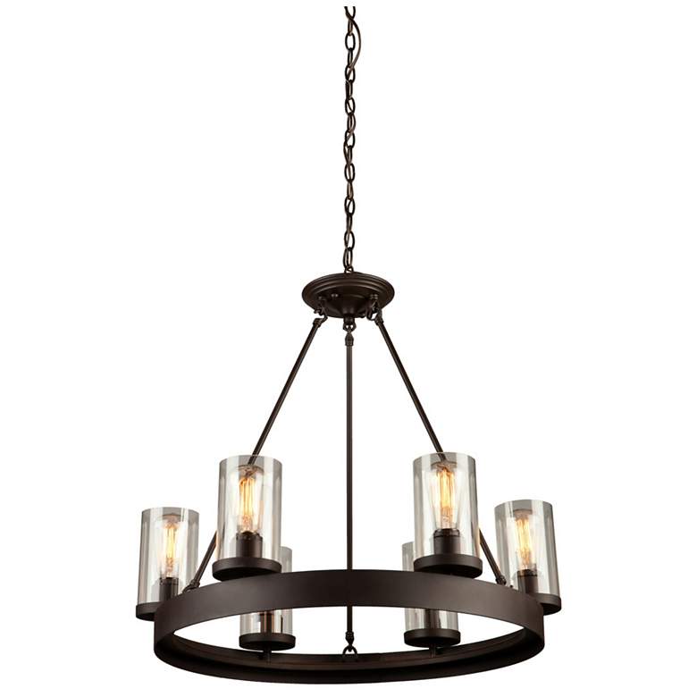 Image 1 Menlo Park 6-Light Oil Rubbed Bronze Metal and Clear Glass Chandelier