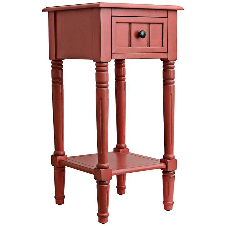 Image 1 Menlo Spiced Coral 1-Drawer Square Accent Table