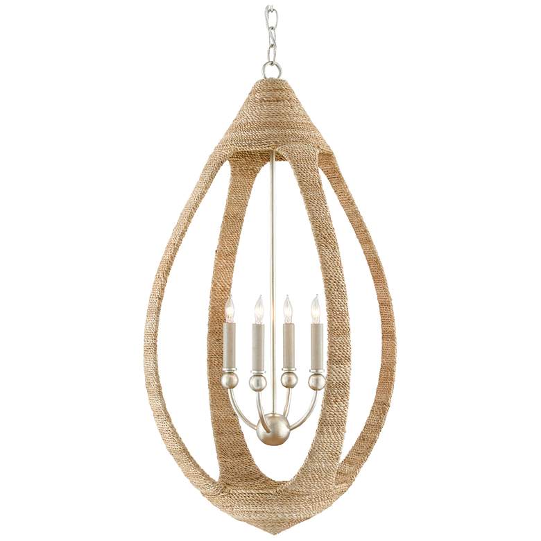 Image 1 Menorca 19 1/2" Wide Silver Abaca Rope 4-Light Chandelier