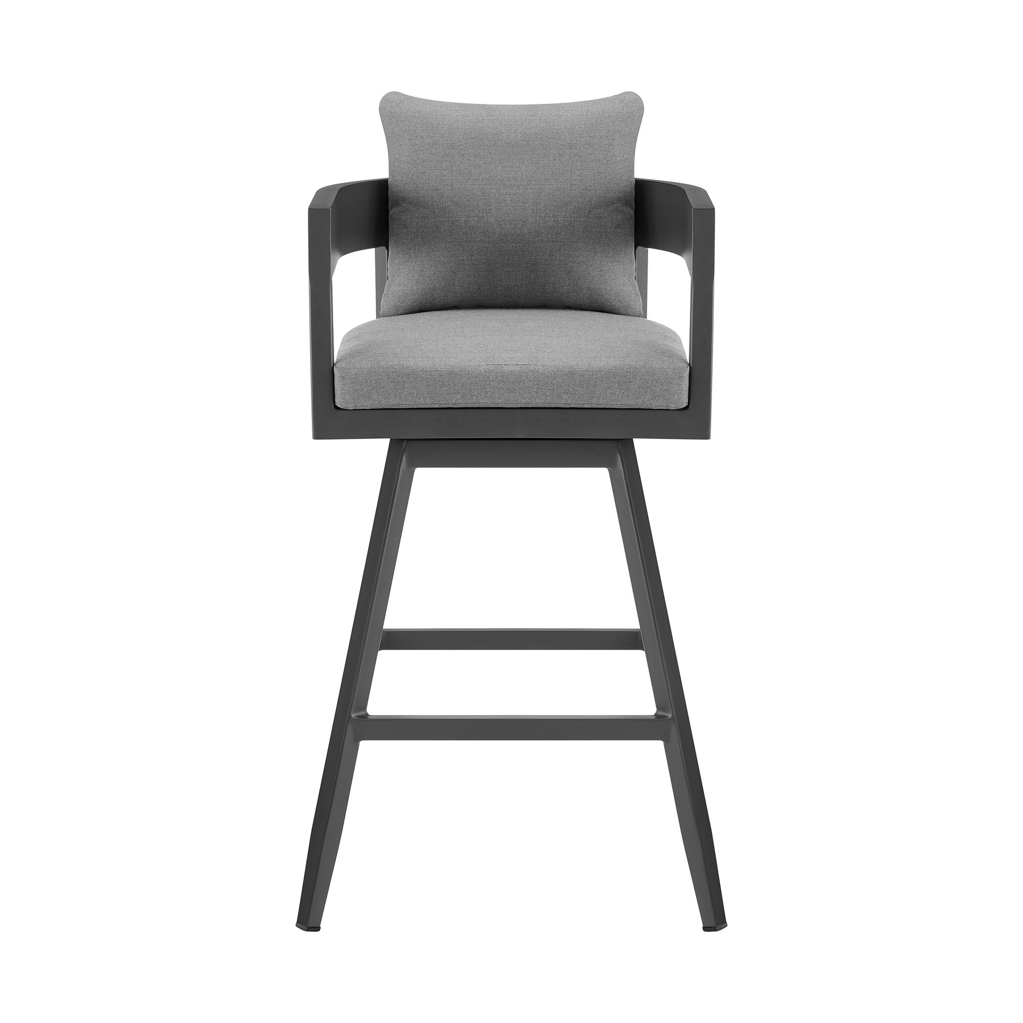 Image 3 Menorca 26 in. Outdoor Swivel Barstool in Aluminum with Gray Cushions more views