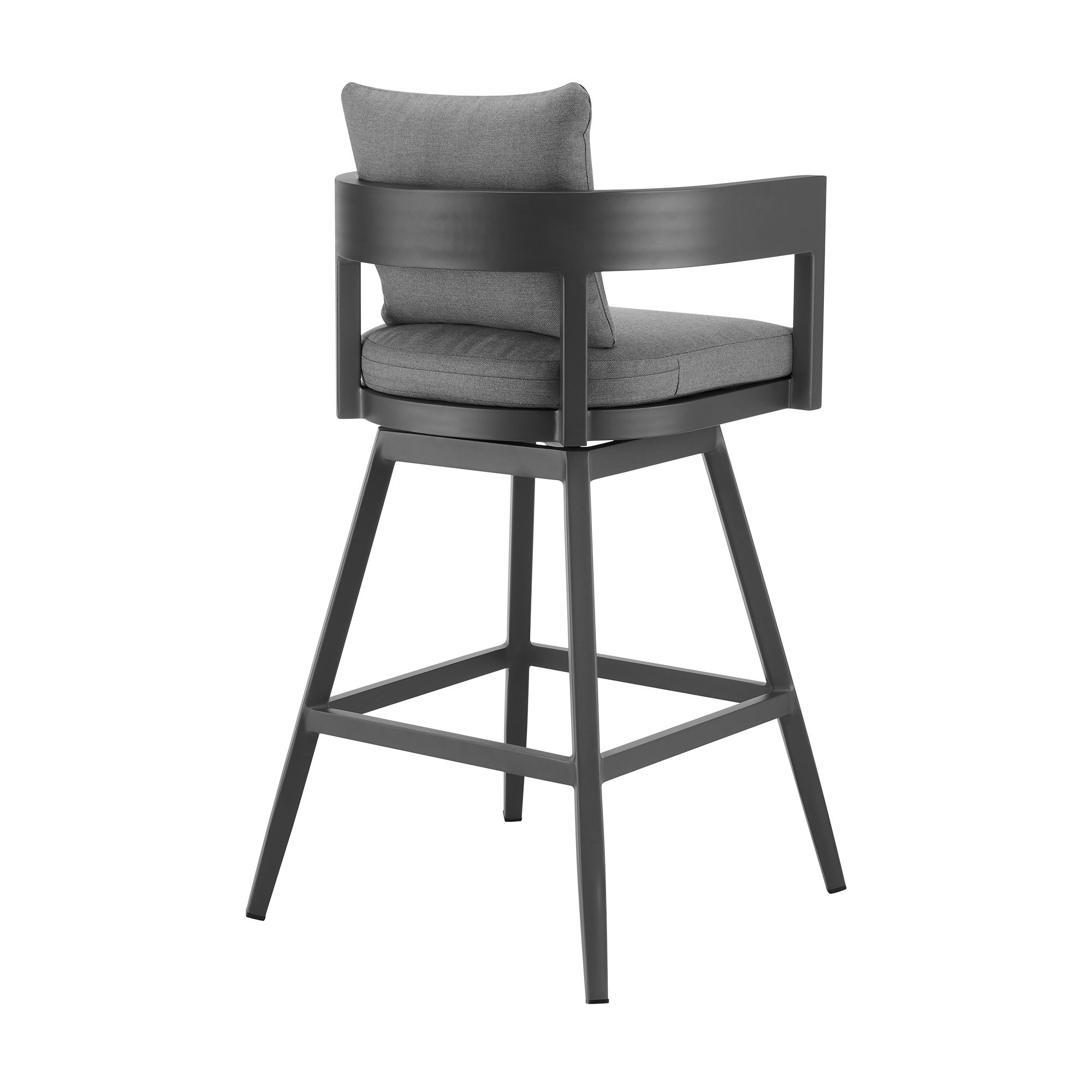 Image 4 Menorca 26 in. Outdoor Swivel Barstool in Aluminum with Gray Cushions more views