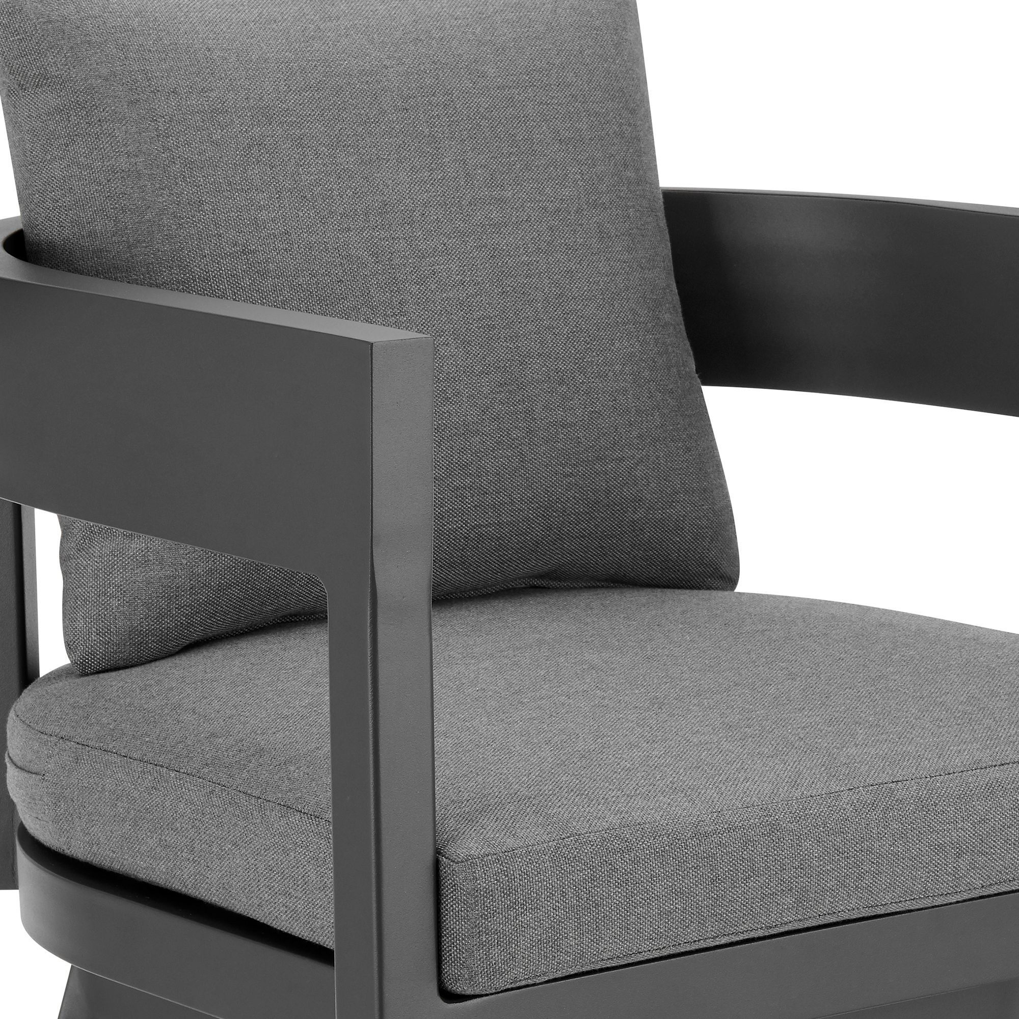 Image 7 Menorca 26 in. Outdoor Swivel Barstool in Aluminum with Gray Cushions more views