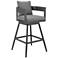 Menorca 30 in. Outdoor Swivel Barstool in Aluminum with Gray Cushions