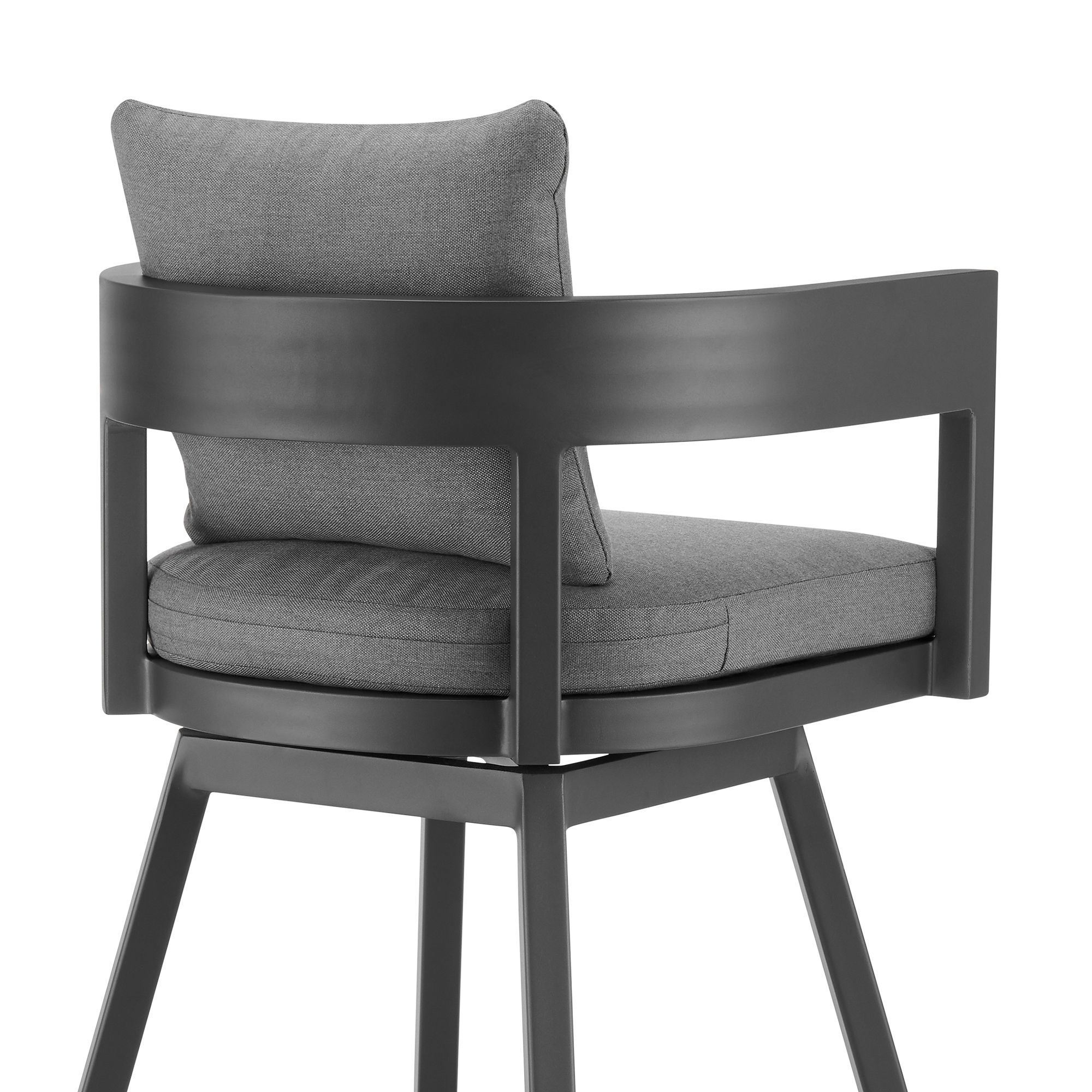 Image 6 Menorca 30 in. Outdoor Swivel Barstool in Aluminum with Gray Cushions more views