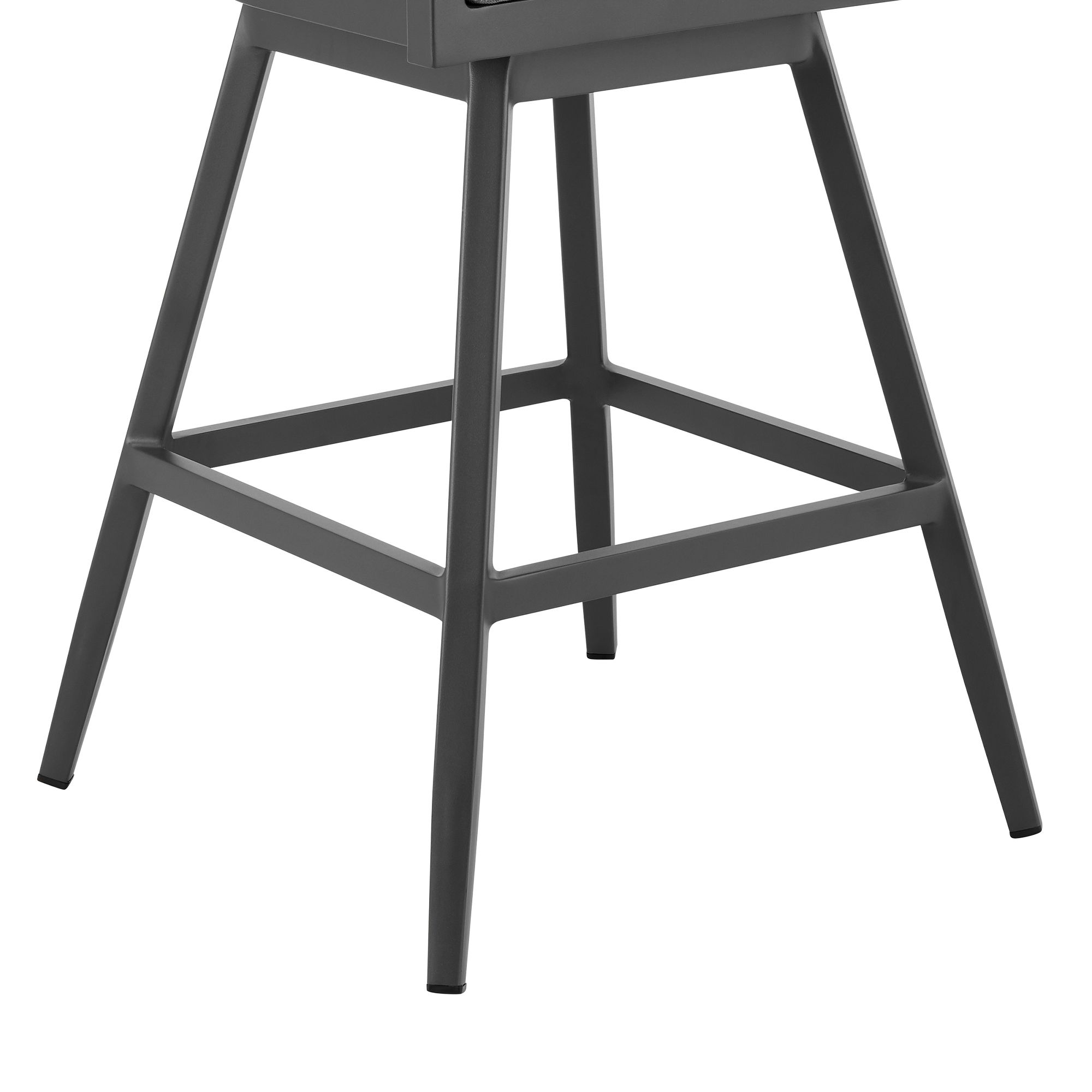Menorca 30 in. Outdoor Swivel Barstool in Aluminum with Gray Cushions