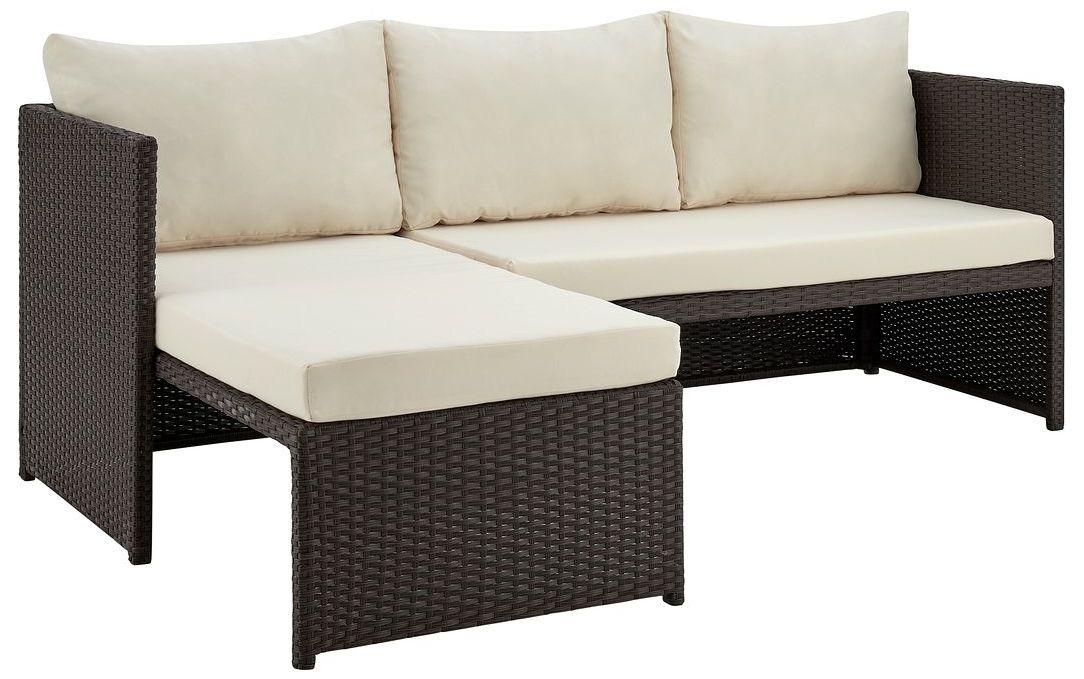 Image 4 Menton Patio 2-Seater and Lounge Chair with Coffee Table Cream Cushions more views
