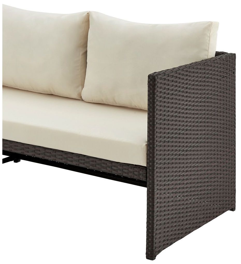 Image 6 Menton Patio 2-Seater and Lounge Chair with Coffee Table Cream Cushions more views
