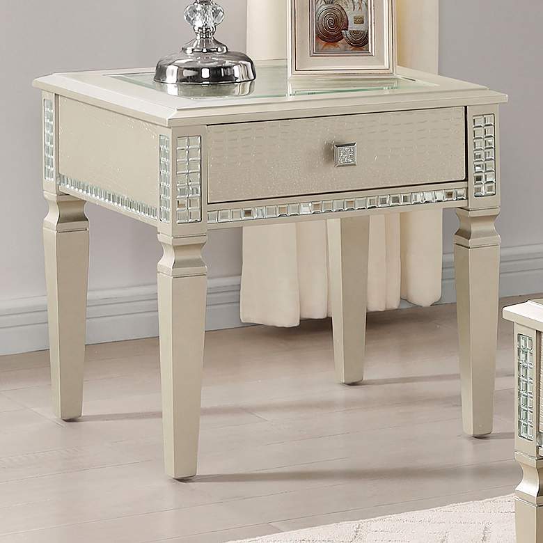 Image 1 Meranto 24 1/2 inch Wide Silver 1-Drawer End Table