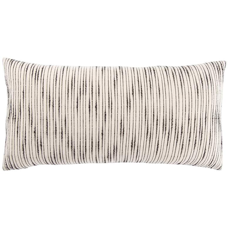 Image 2 Mercado Linnean White and Gray Striped 24 inchx12 inch Throw Pillow