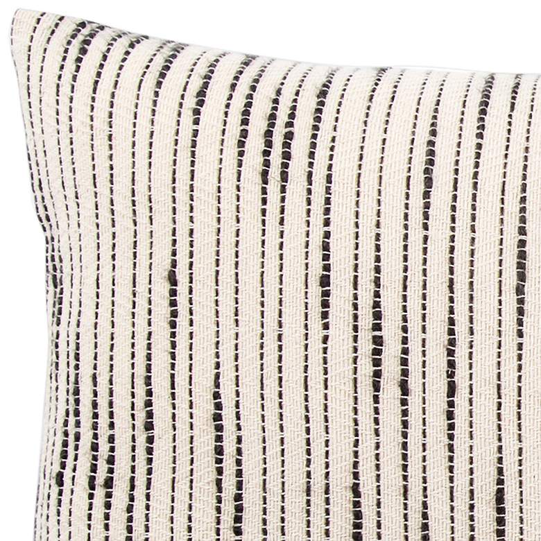 Image 3 Mercado Linnean White and Gray Striped 24 inchx12 inch Throw Pillow more views