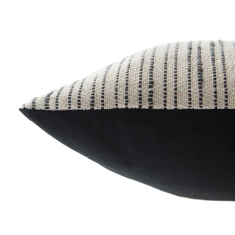 Image 4 Mercado Linnean White and Gray Striped 24"x12" Throw Pillow more views