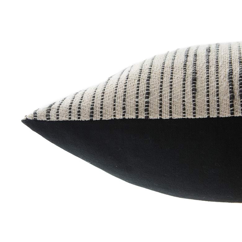 Image 4 Mercado Linnean White and Gray Striped 40"x14" Throw Pillow more views