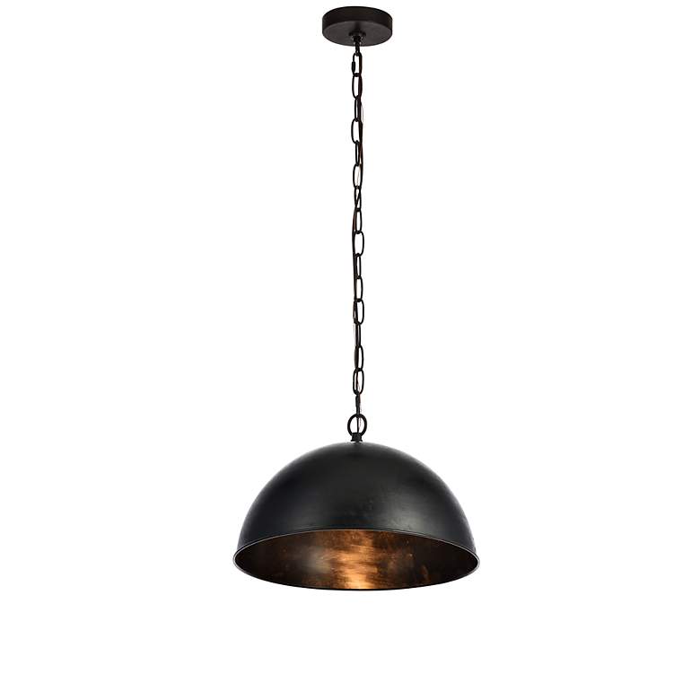 Image 3 Merce 15" Wide Vintage Black Dome Pendant Light more views