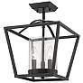 1_Mercer 11 3/4" Wide 3-Light Semi-Flush in Matte Black with Seeded Glas