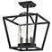 Mercer 11 3/4" Wide 3-Light Semi-Flush in Matte Black with Seeded Glas