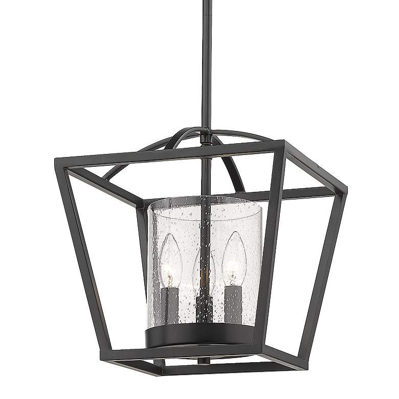Image 3 Mercer 11 3/4" Wide 3-Light Semi-Flush in Matte Black with Seeded Glas more views