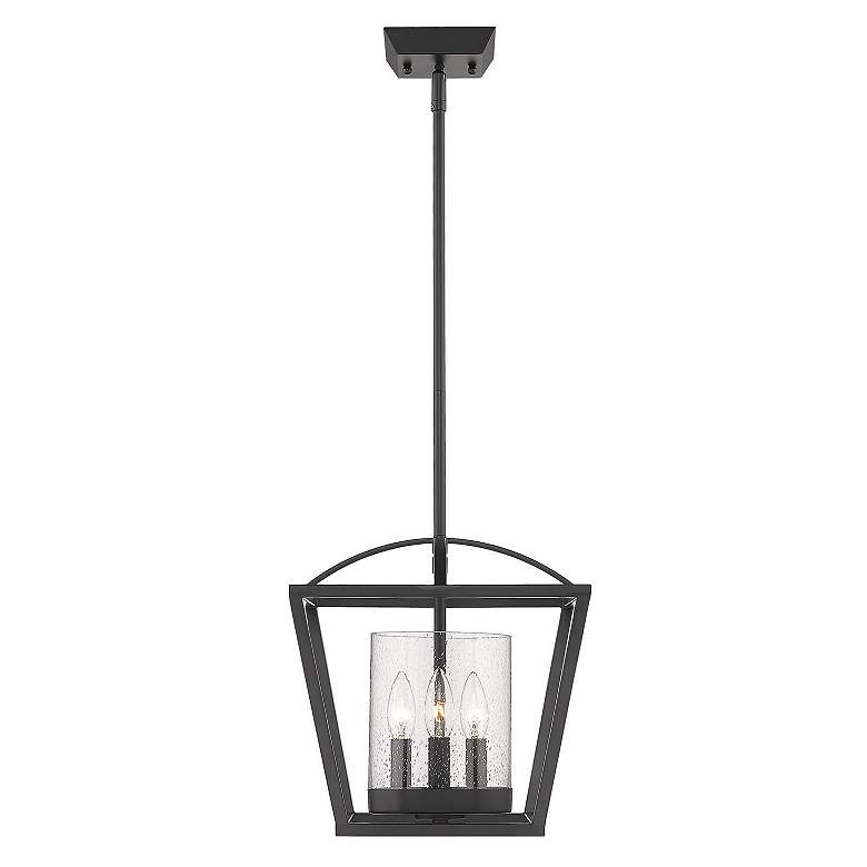 Image 4 Mercer 11 3/4" Wide 3-Light Semi-Flush in Matte Black with Seeded Glas more views
