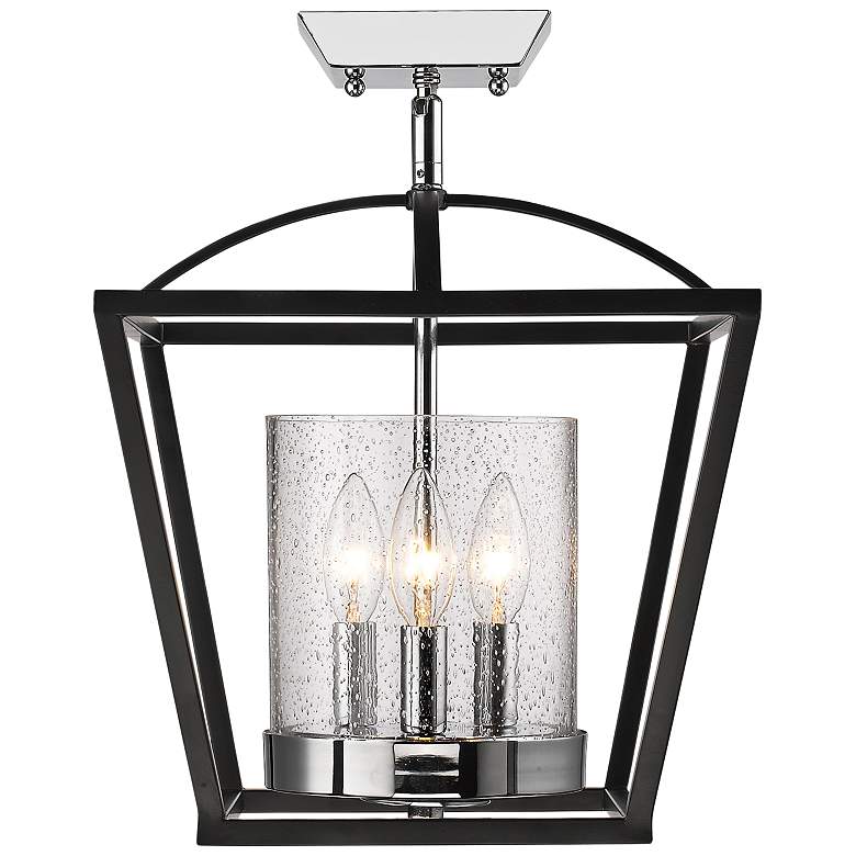 Image 1 Mercer 11 3/4" Wide Black and Chrome 3-Light Ceiling Light
