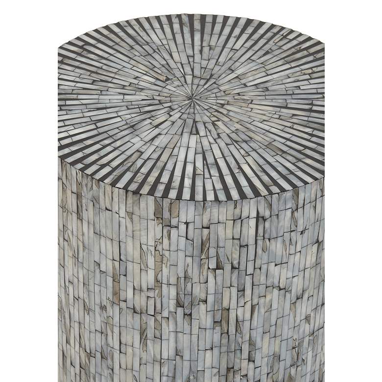 Image 3 Mercer 14 inchW Blue White Shell Mosaic Round Accent End Table more views