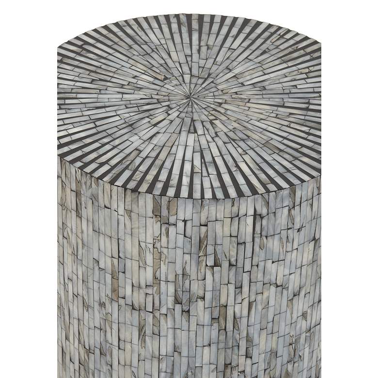 Image 3 Mercer 14"W Blue White Shell Mosaic Round Accent End Table more views