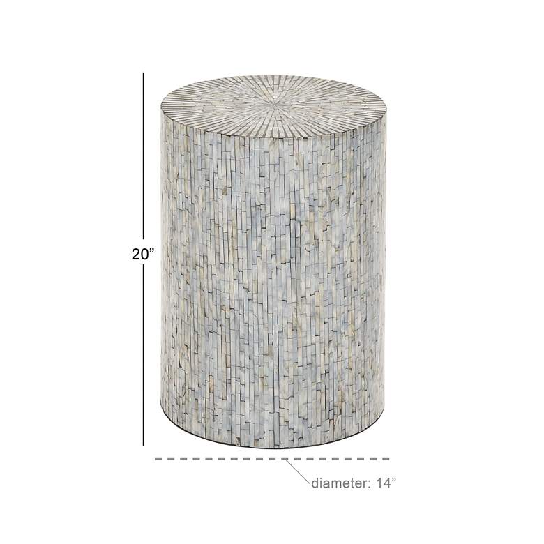 Image 7 Mercer 14"W Blue White Shell Mosaic Round Accent End Table more views