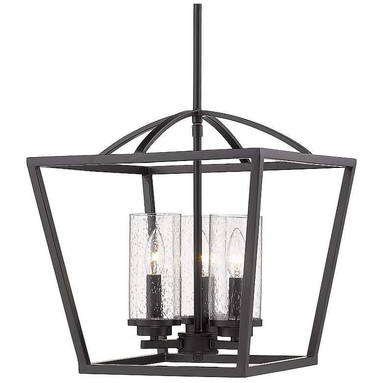 Image 1 Mercer 15" Wide Matte Black Cage 3-Light Pendant
