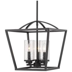 Mercer 15" Wide Matte Black Cage 3-Light Pendant