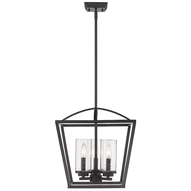 Image 2 Mercer 15" Wide Matte Black Cage 3-Light Pendant more views