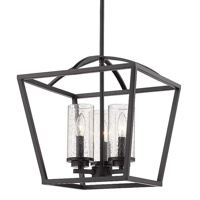 Image 3 Mercer 15" Wide Matte Black Cage 3-Light Pendant more views