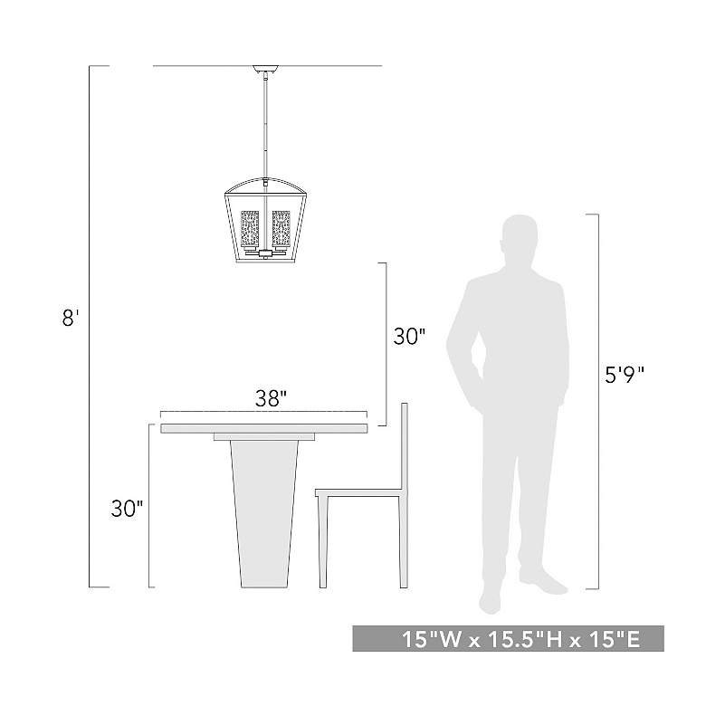 Image 5 Mercer 15" Wide Matte Black Cage 3-Light Pendant more views