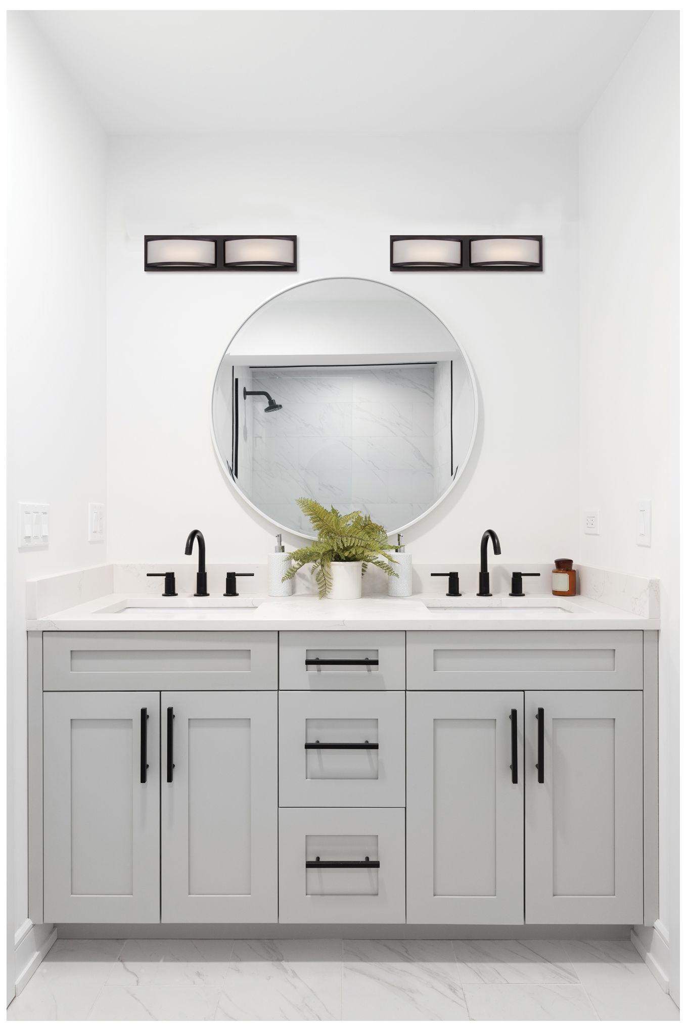 Image 2 Mercer; (2) LED Wall Sconce; Frosted Glass; Georgetown Bronze Finish more views