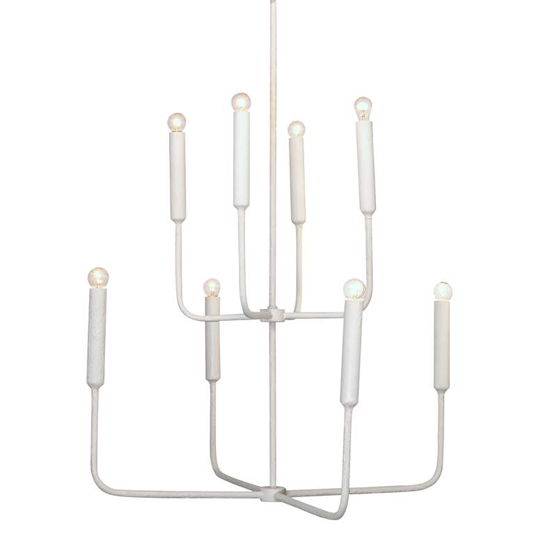 Image 1 Mercer 36" Wide White Gesso Metal 8-Light 2-Tier Chandelier