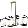 Mercer 38 1/4" Wide 5-Light Linear Pendant in Matte Black with Seeded 