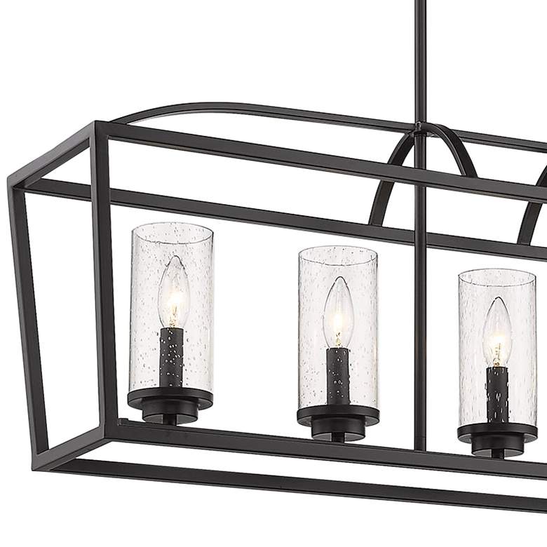 Image 4 Mercer 38 1/4 inch Wide Matte Black 5-Light Linear Pendant With Seeded Gla more views