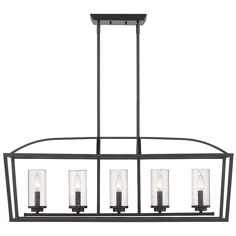 Image 5 Mercer 38 1/4 inch Wide Matte Black 5-Light Linear Pendant With Seeded Gla more views