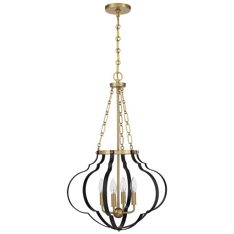 Image 2 Mercer 4-Light Pendant in Matte Black and Warm Brass more views