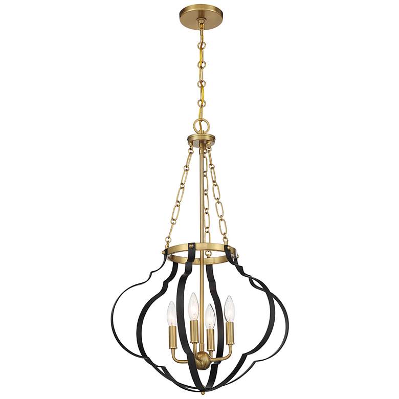 Image 3 Mercer 4-Light Pendant in Matte Black and Warm Brass more views
